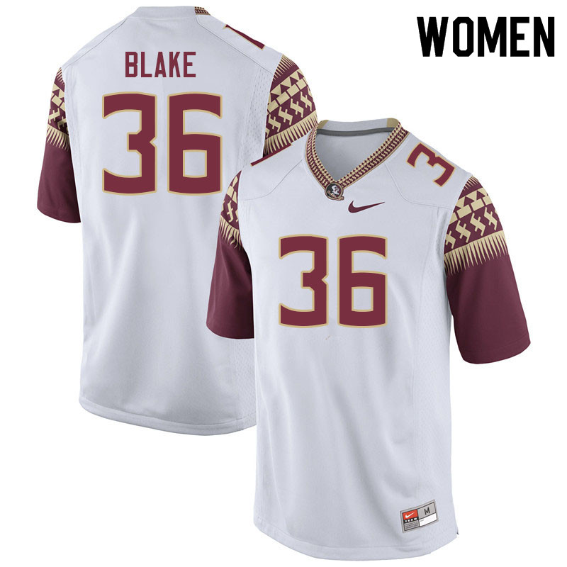 Women #36 Caleb Blake Florida State Seminoles College Football Jerseys Sale-White - Click Image to Close